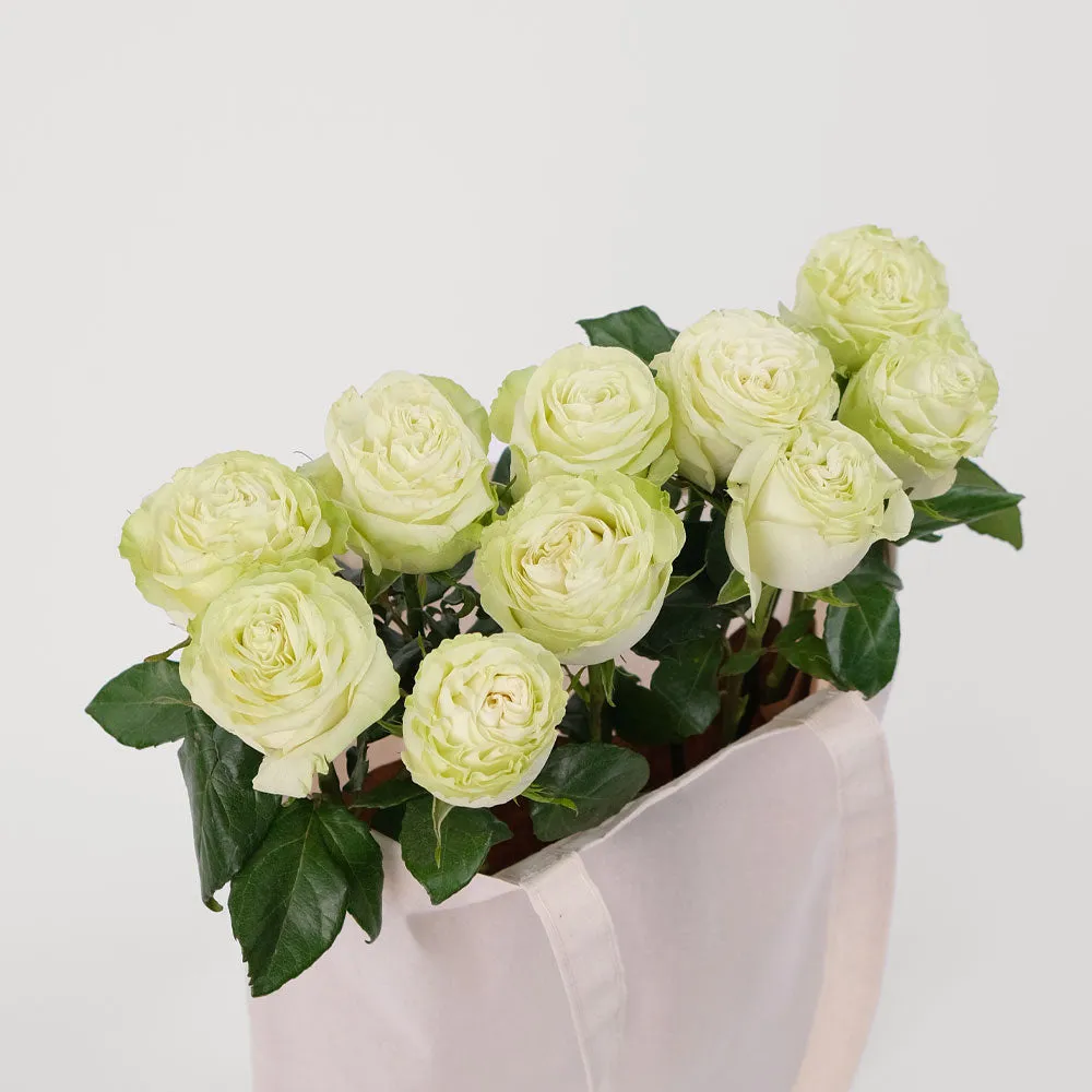 Wasabi Roses in a Reusable Canvas Tote Bag – Playful Elegance with a Modern Twist