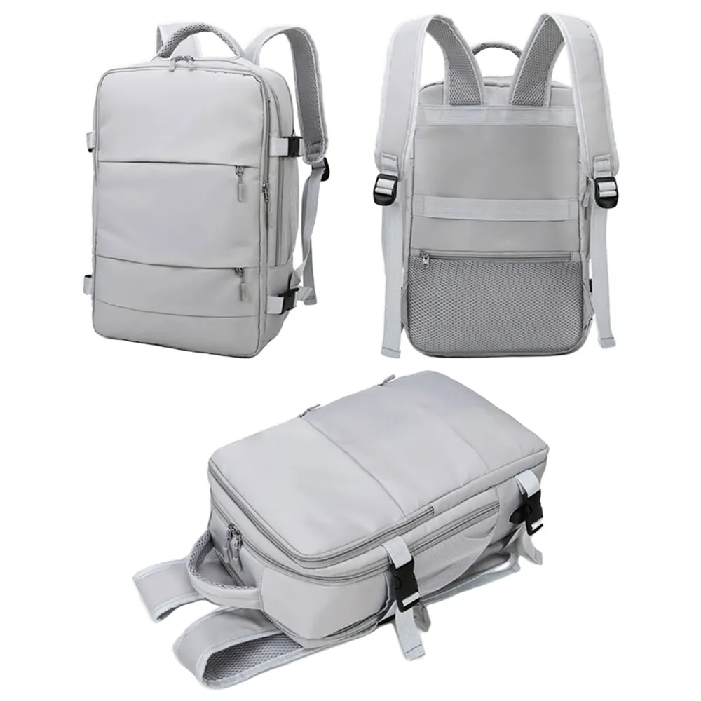 Water Resistant Mommy Bag Diaper Bag Travel Backpack Laptop Bag with USB Port Light Grey