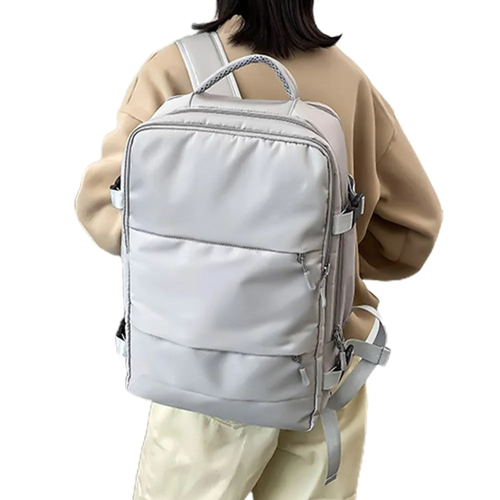 Water Resistant Mommy Bag Diaper Bag Travel Backpack Laptop Bag with USB Port Light Grey