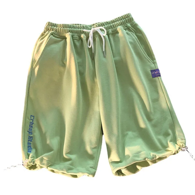 White Drawstring Loose Casual Gym Shorts Men Korean Trendy Summer Bermuda Women Outdoor Bermuda Shorts