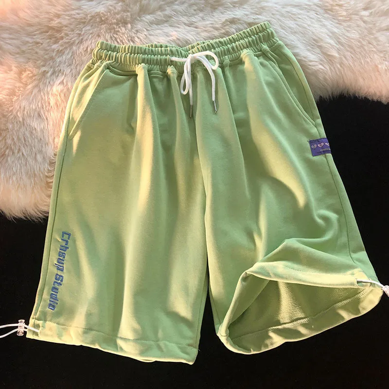 White Drawstring Loose Casual Gym Shorts Men Korean Trendy Summer Bermuda Women Outdoor Bermuda Shorts