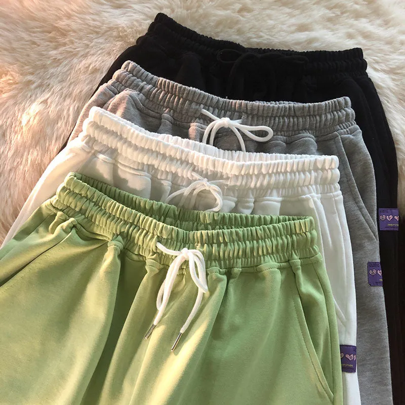 White Drawstring Loose Casual Gym Shorts Men Korean Trendy Summer Bermuda Women Outdoor Bermuda Shorts
