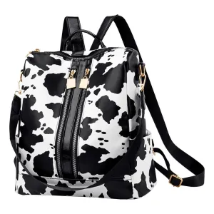 Wholesale Cow Pattern PU Retro Large Capacity Travel Backpack