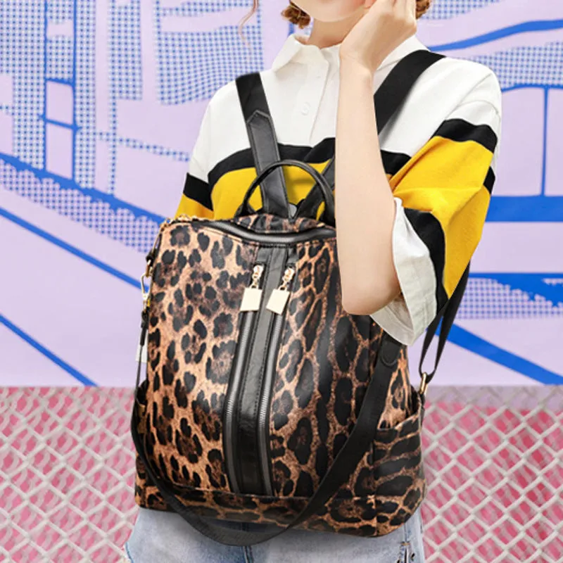 Wholesale Cow Pattern PU Retro Large Capacity Travel Backpack