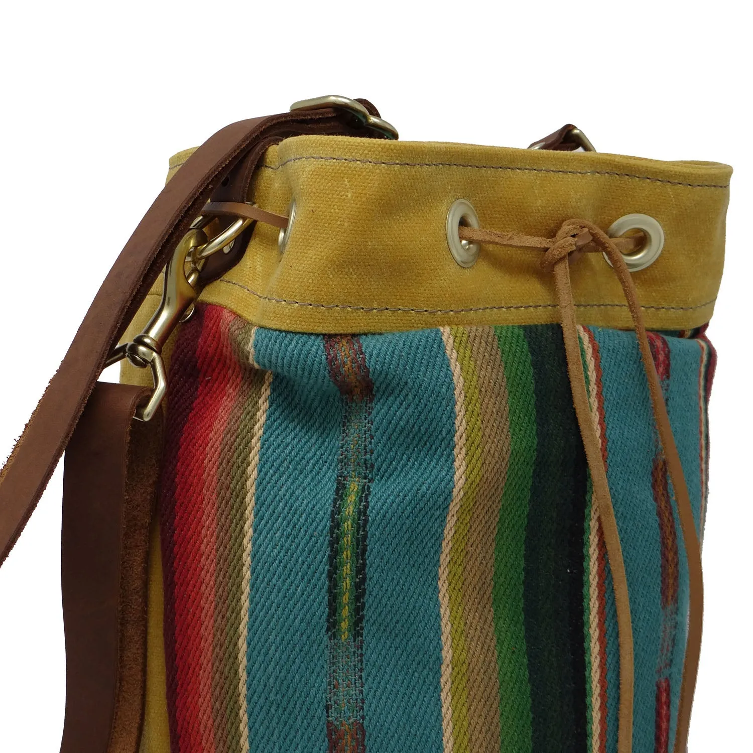Wildwood Waxed Canvas Bucket Bag - Yellow and Turquoise
