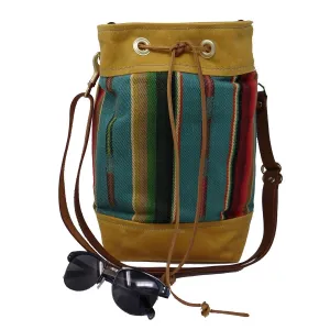 Wildwood Waxed Canvas Bucket Bag - Yellow and Turquoise
