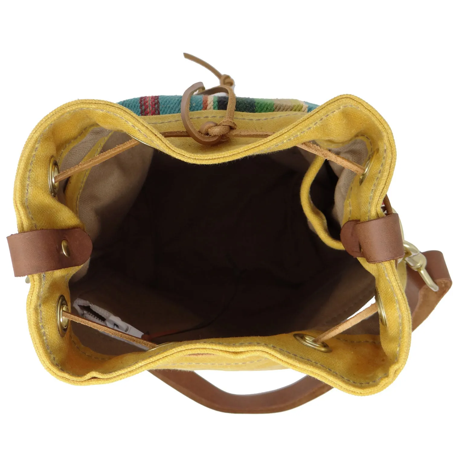 Wildwood Waxed Canvas Bucket Bag - Yellow and Turquoise
