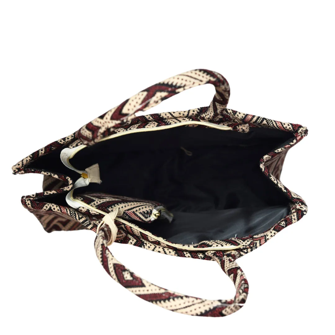 Wine Jacquard Box Style Tote bag