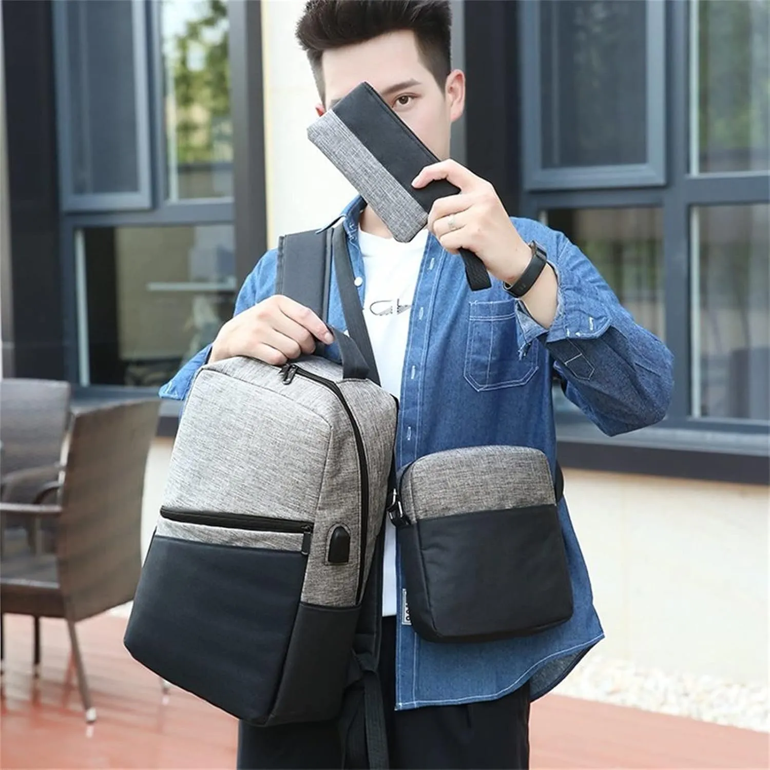 Women's Backpack Fashionable Small Schoolbag Fashion Versatile Shoulder Bags Outdoor Travel Backpack for Girls(Grey)