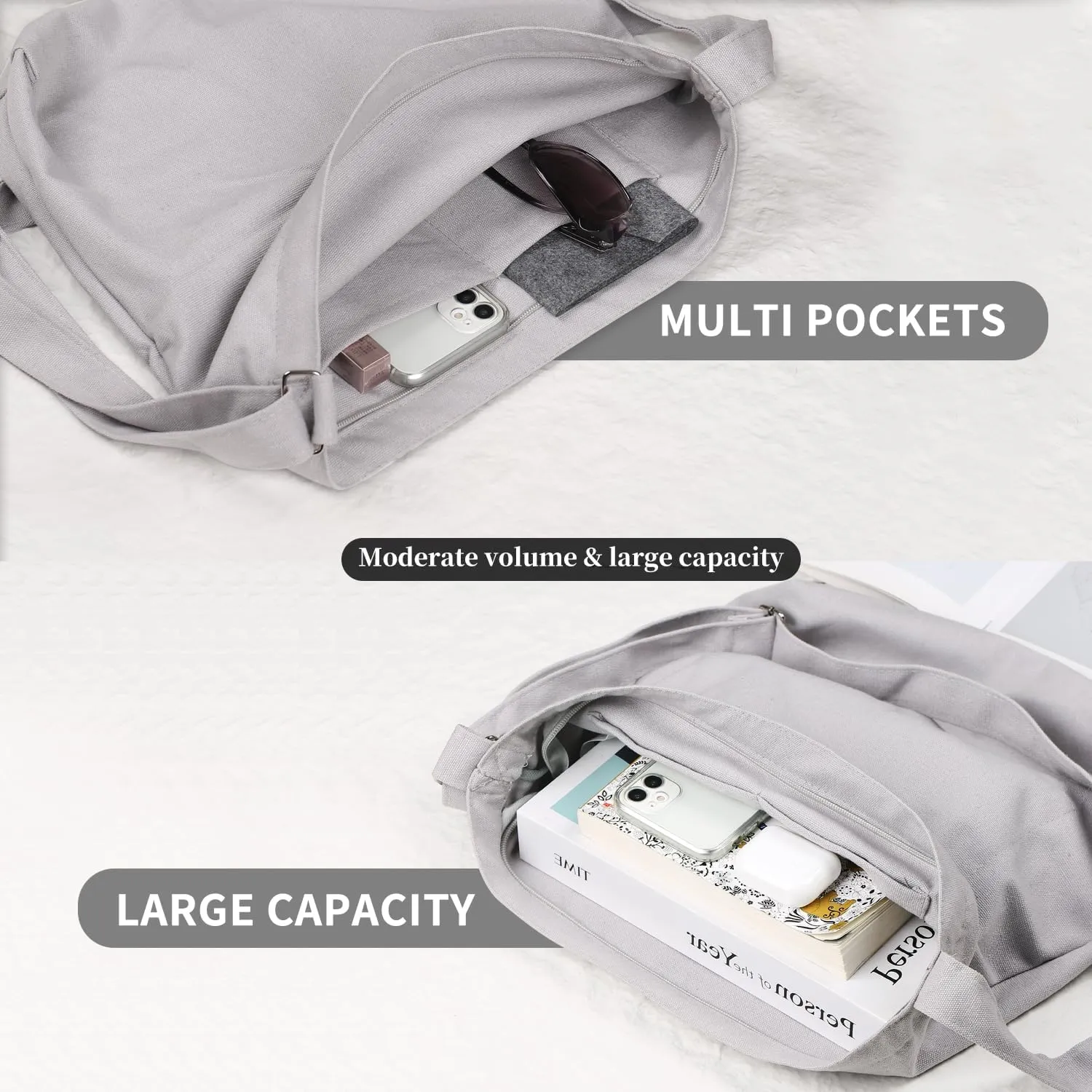 Women's blank large Size Canvas Crossbody Tote Handbags Shoulder Bag