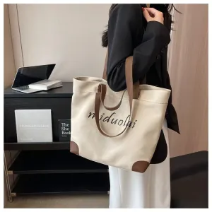 Women’s Canvas Bag – Large Capacity Versatile Shoulder Bag, Simple Cloth Tote for Commuting & Class