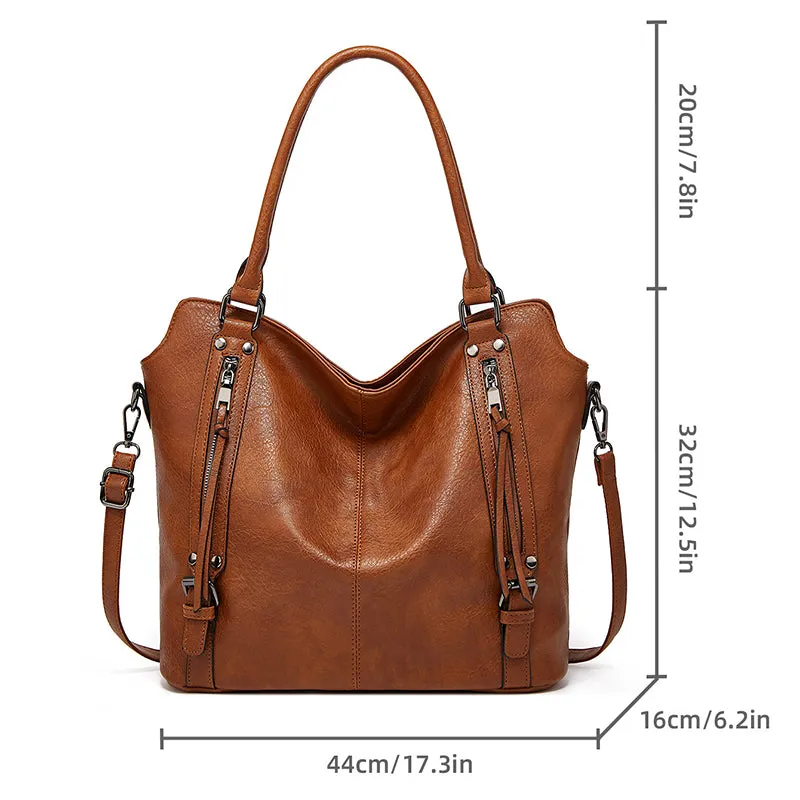 Women’s Double Zipper Large Capacity Shoulder Crossbody Bag in 5 Colors