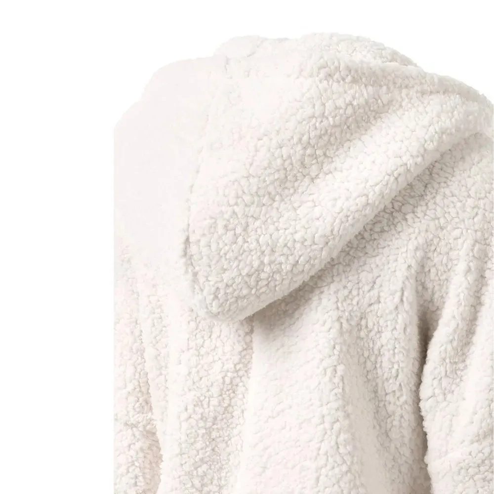 Women's Elegant Warm Hoodie with Teddy Bear Faux Fur and Zip Fastening | Ideal for Autumn/Winter