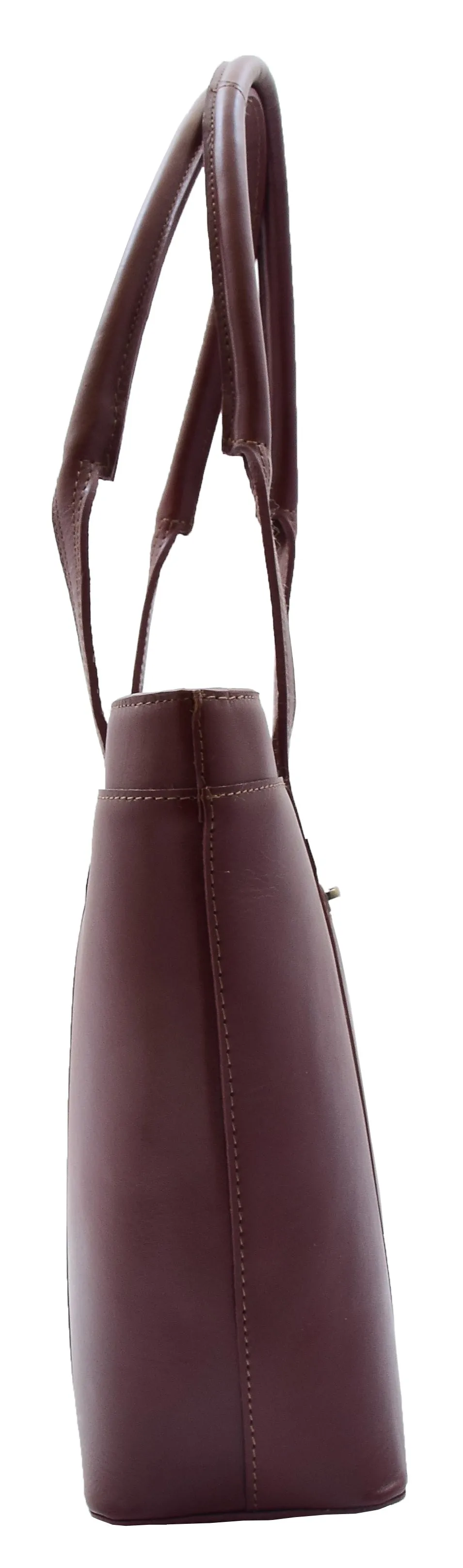 Womens Genuine Cowhide Leather Shoulder Bag Large Shopper Handbag Mazie Chestnut