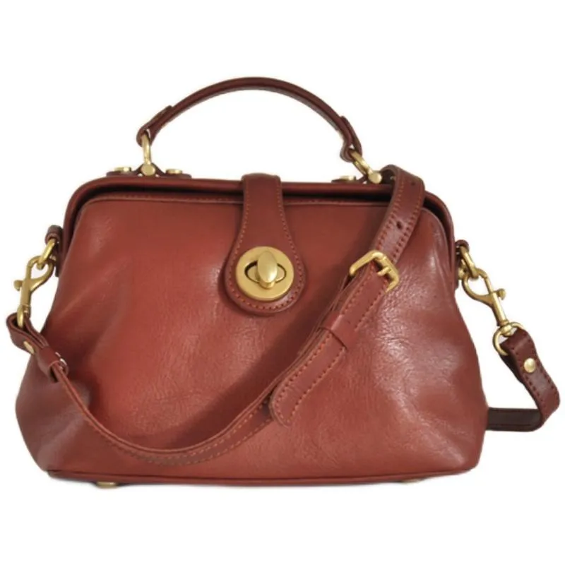 Womens Leather Doctors Bag Crossbody Purse