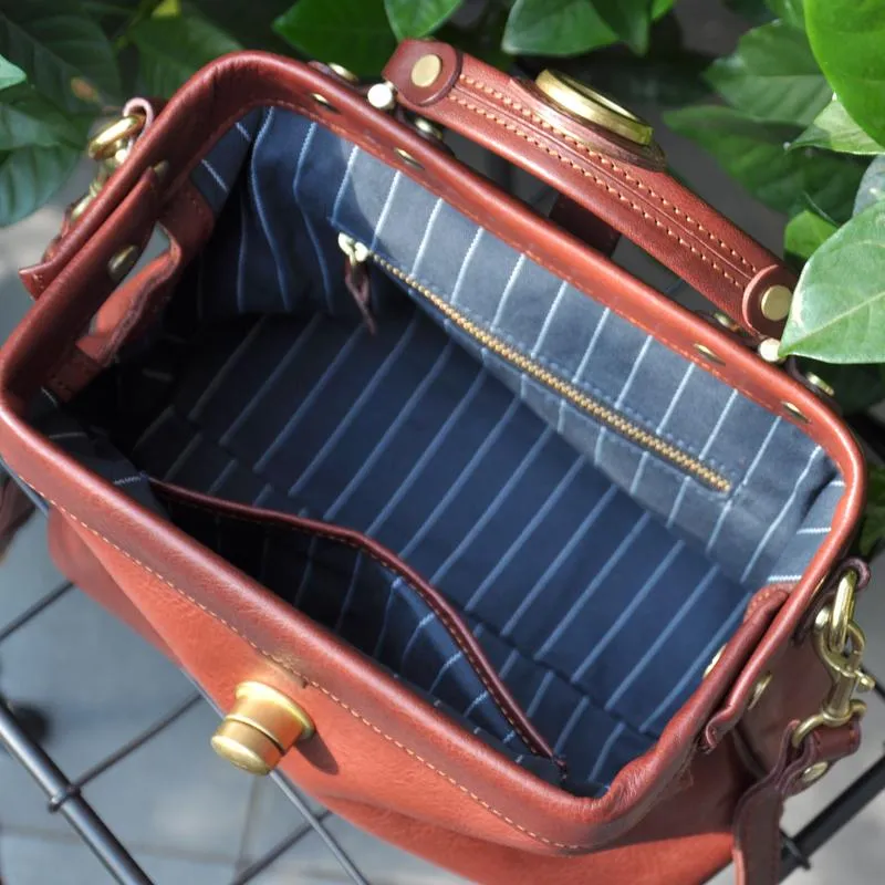 Womens Leather Doctors Bag Crossbody Purse