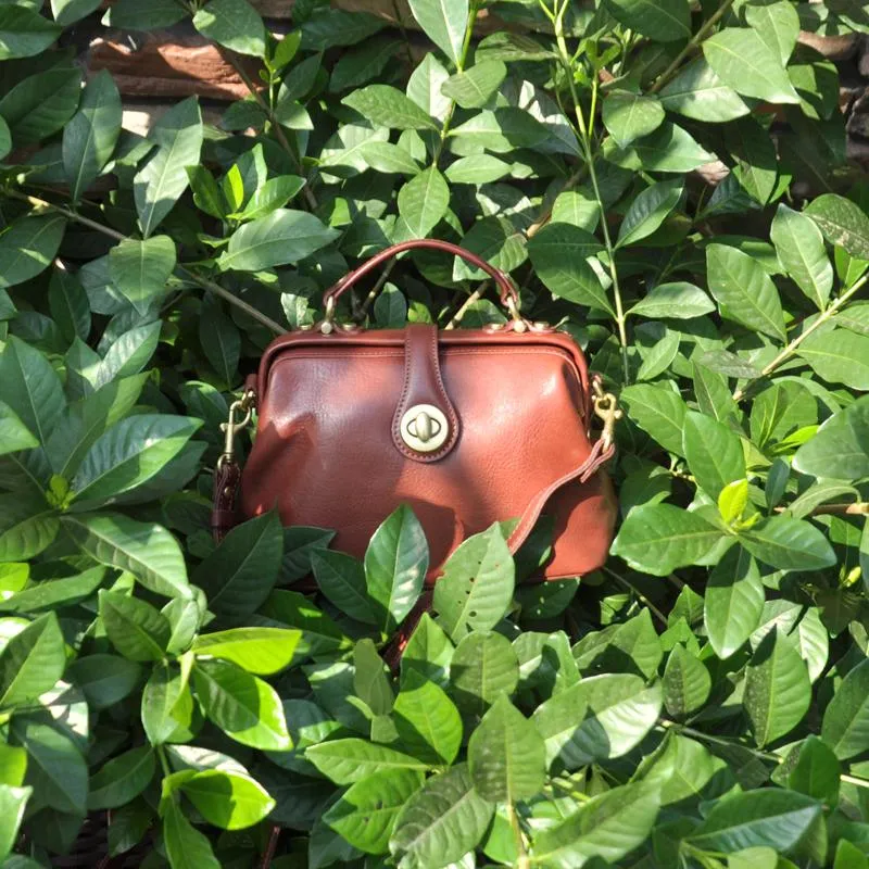 Womens Leather Doctors Bag Crossbody Purse
