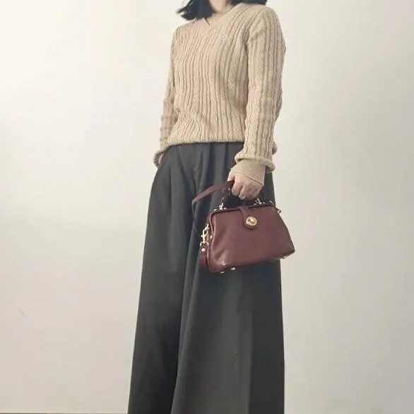 Womens Leather Doctors Bag Crossbody Purse