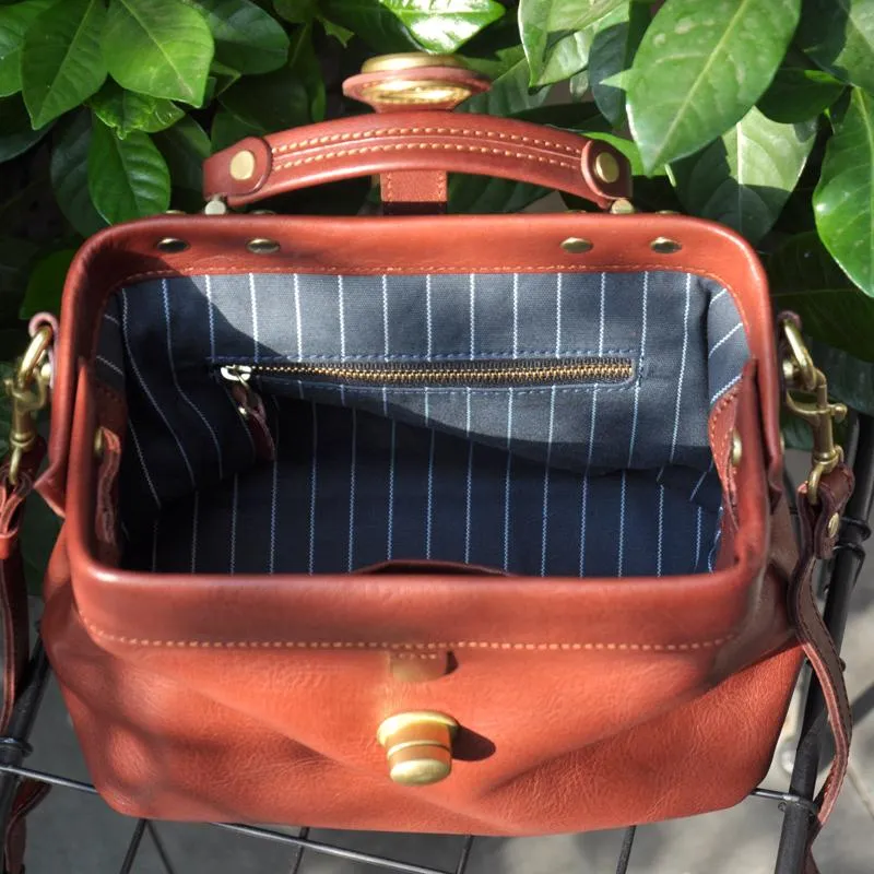 Womens Leather Doctors Bag Crossbody Purse