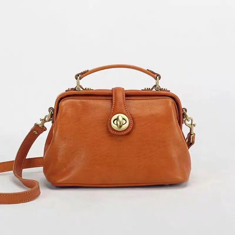 Womens Leather Doctors Bag Crossbody Purse