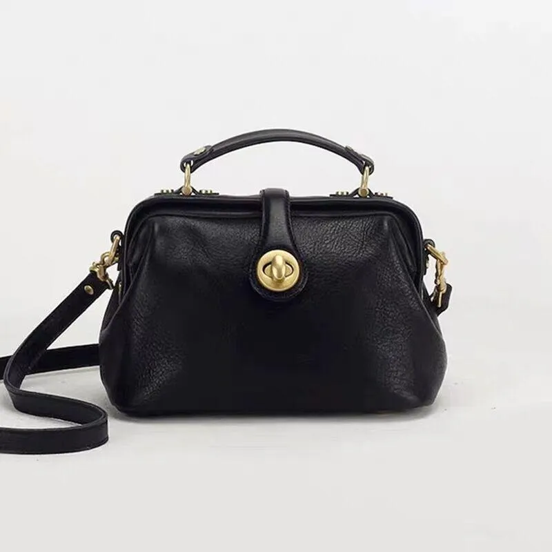 Womens Leather Doctors Bag Crossbody Purse