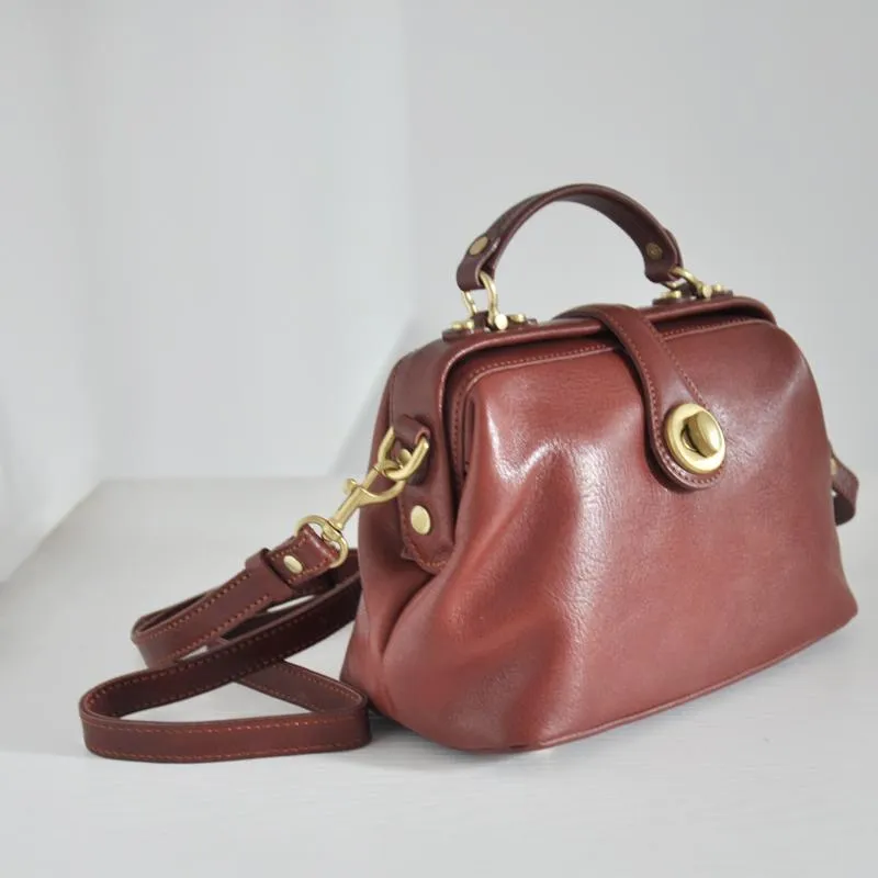 Womens Leather Doctors Bag Crossbody Purse