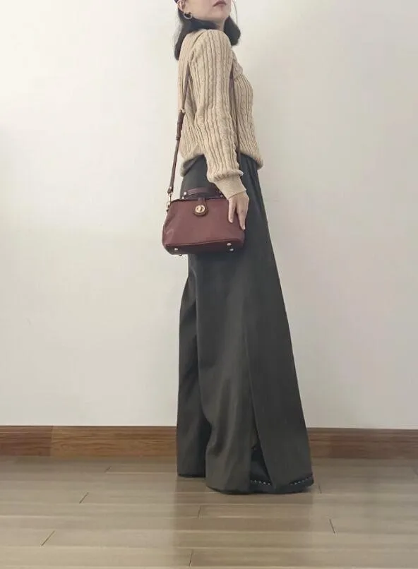 Womens Leather Doctors Bag Crossbody Purse