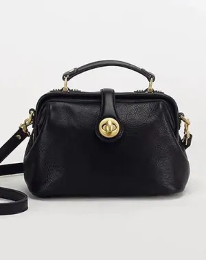 Womens Leather Doctors Bag Crossbody Purse