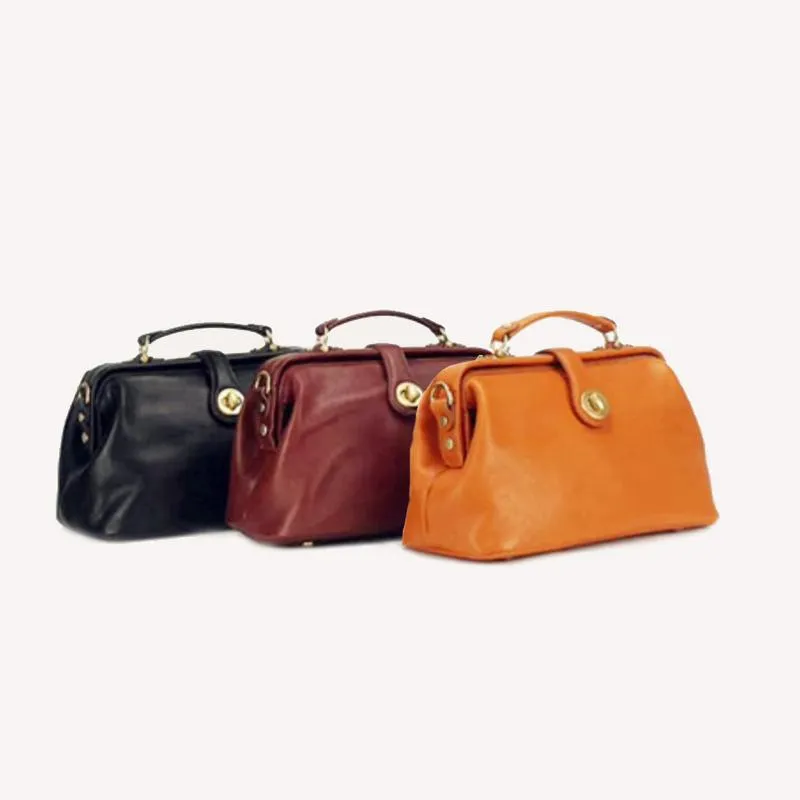 Womens Leather Doctors Bag Crossbody Purse