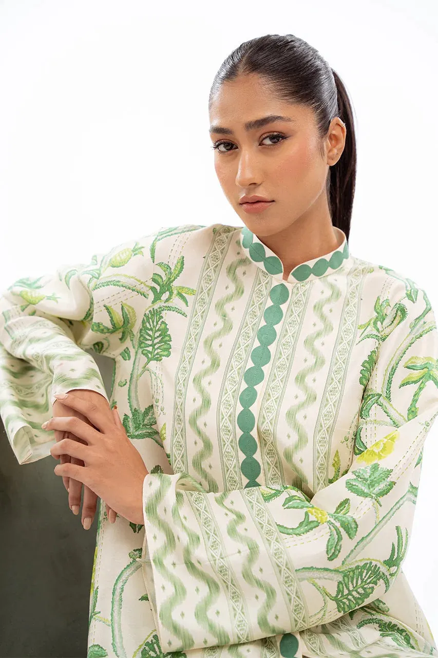 Women's Off White Korean BSY Printed Co-Ord Set - BlackBeads
