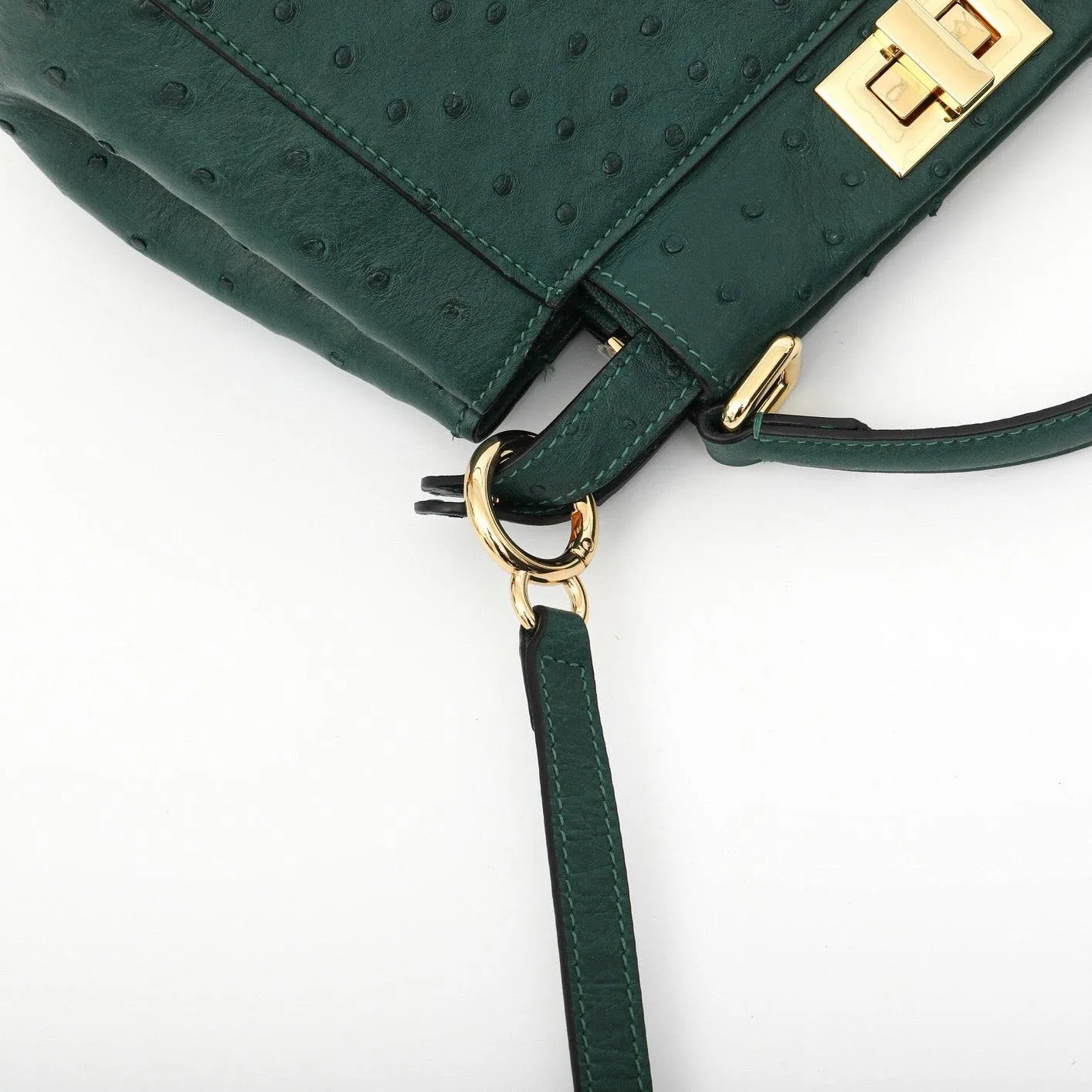 Womens  Ostrich Leather Small Top Handle Cross Body Bag