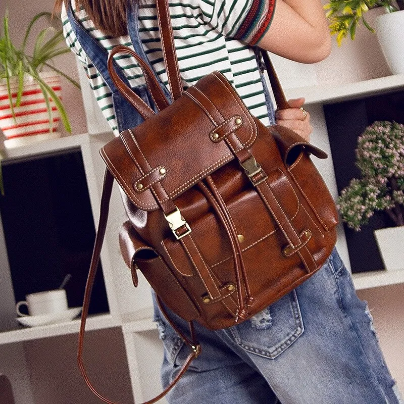 Women’s Vintage PU Leather Fashion Backpack