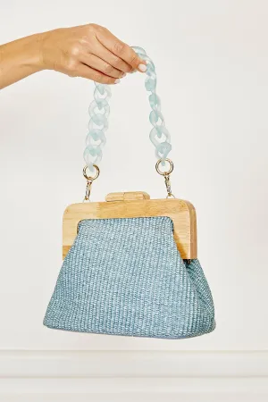 Wood Handle Clutch - Sky