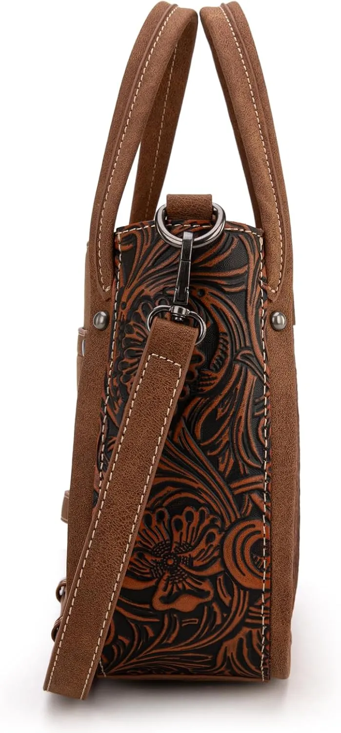 Wrangler Small Tote Purse for Women Western Cowhide Designer Top-handle Handbags with Strap