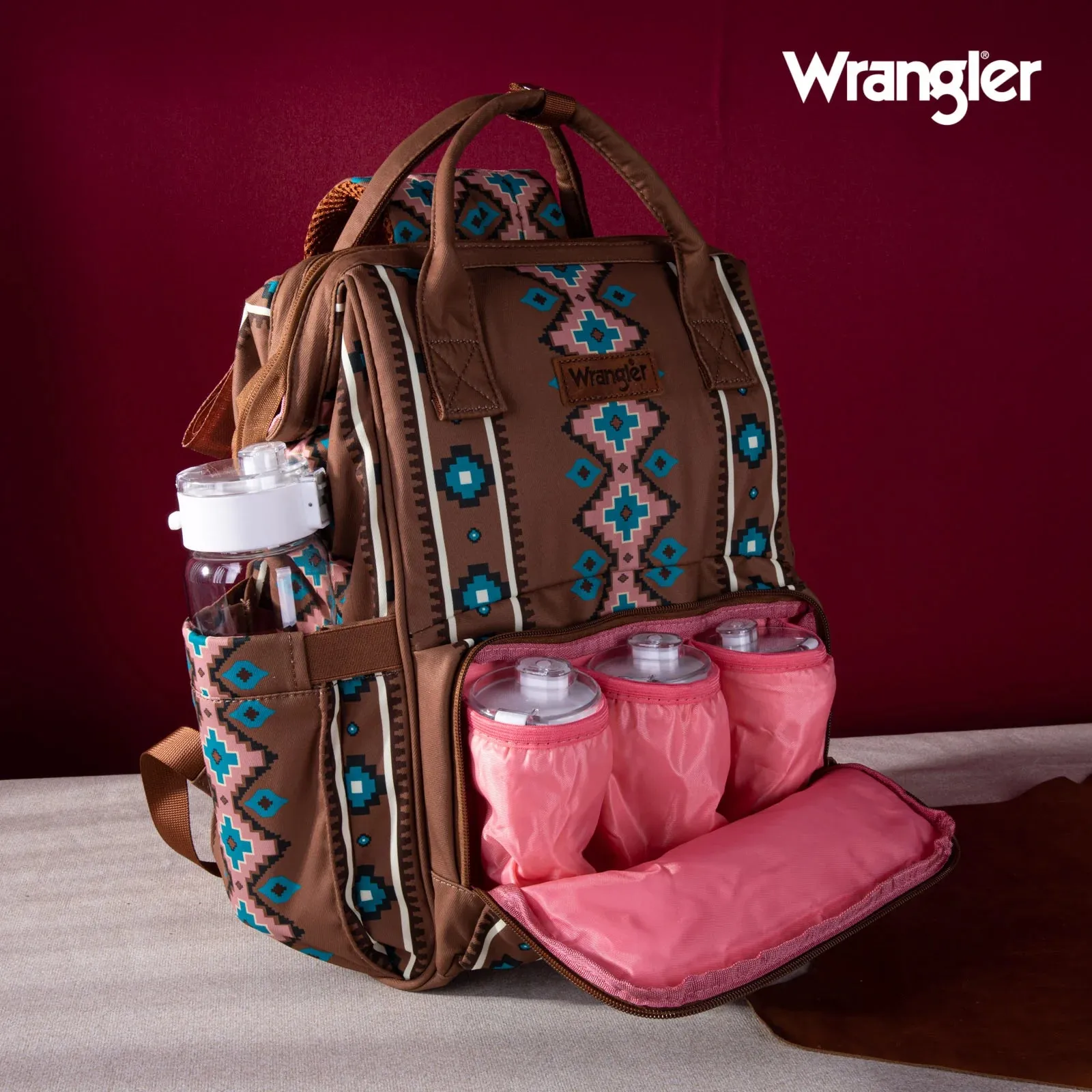 Wrangler Southwestern Pattern Dual Sided Print Multi-Function Backpack