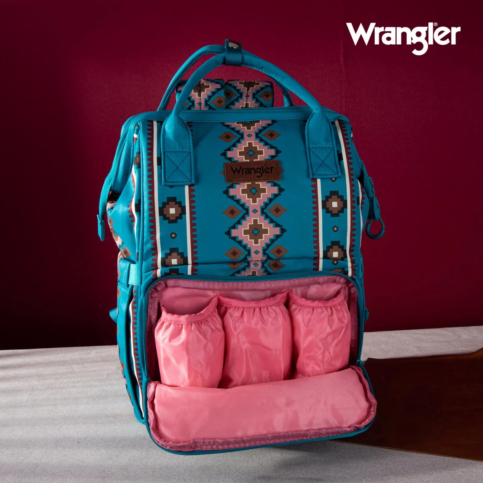 Wrangler Southwestern Pattern Dual Sided Print Multi-Function Backpack