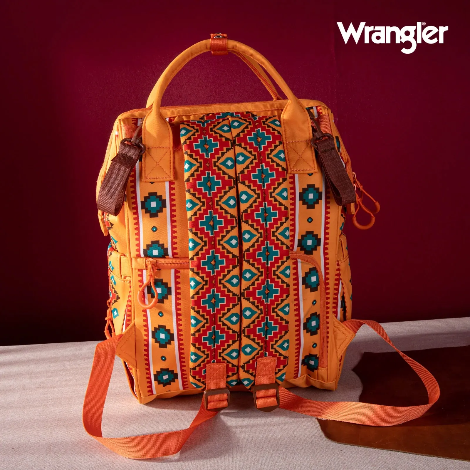 Wrangler Southwestern Pattern Dual Sided Print Multi-Function Backpack