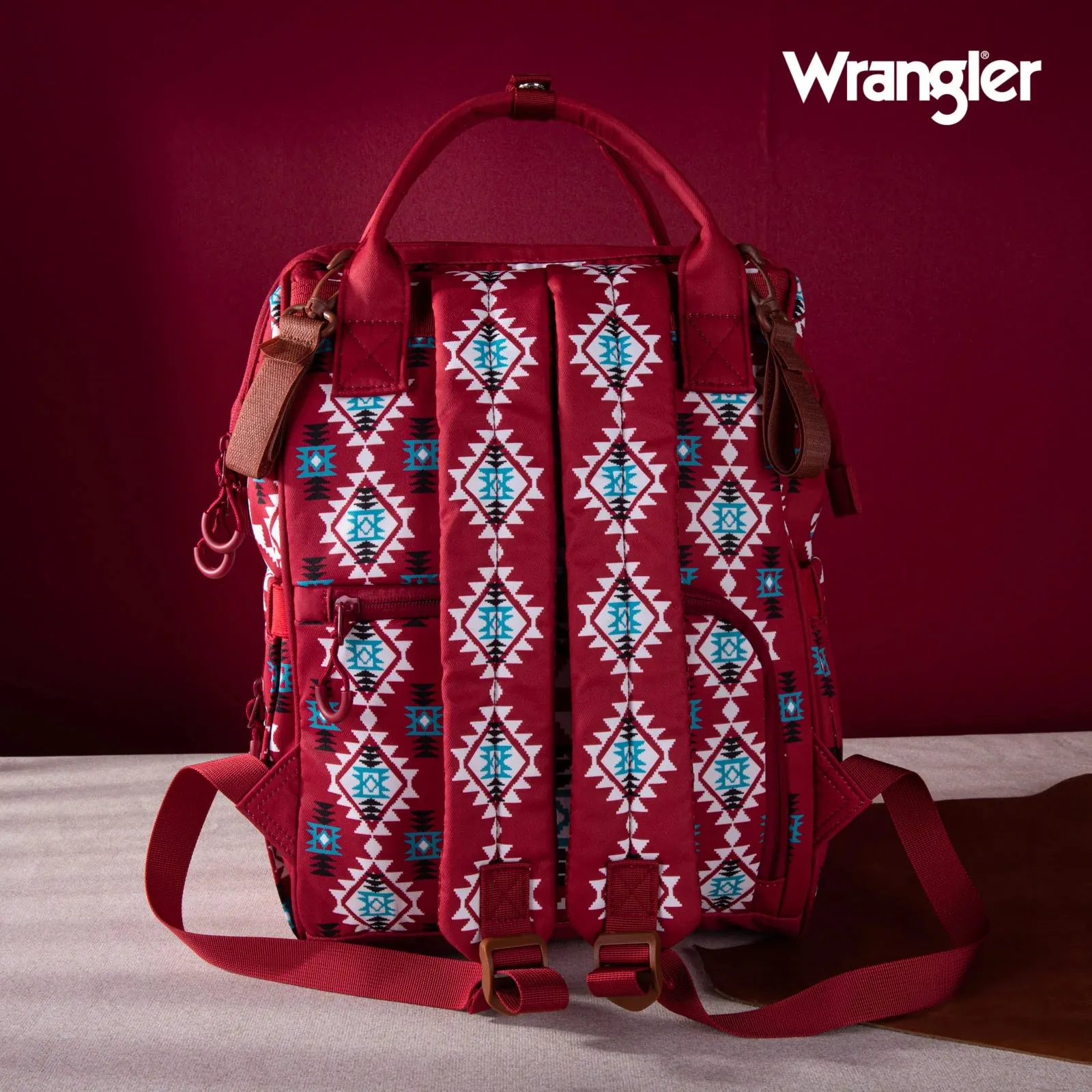 Wrangler Southwestern Pattern Dual Sided Print Multi-Function Backpack