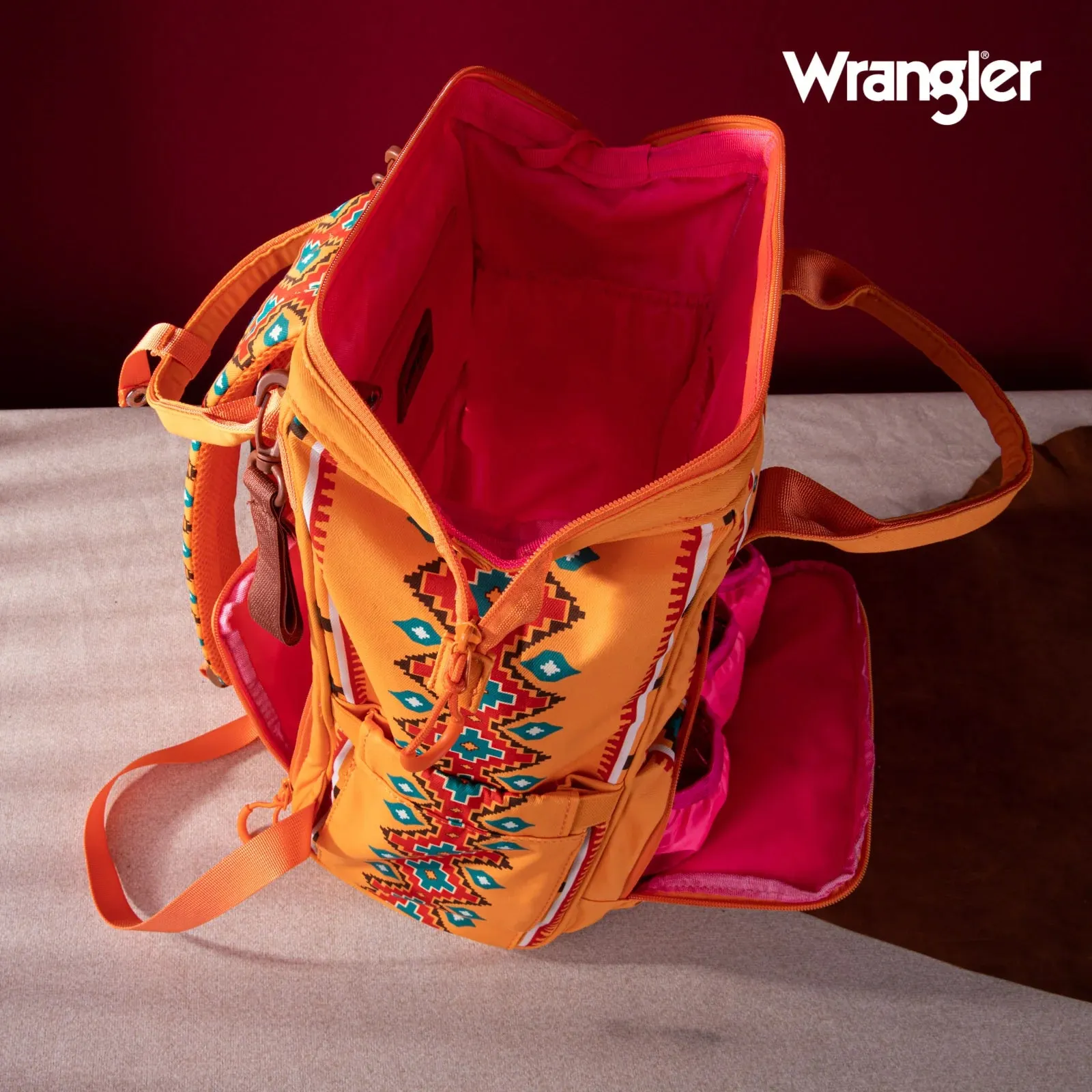 Wrangler Southwestern Pattern Dual Sided Print Multi-Function Backpack