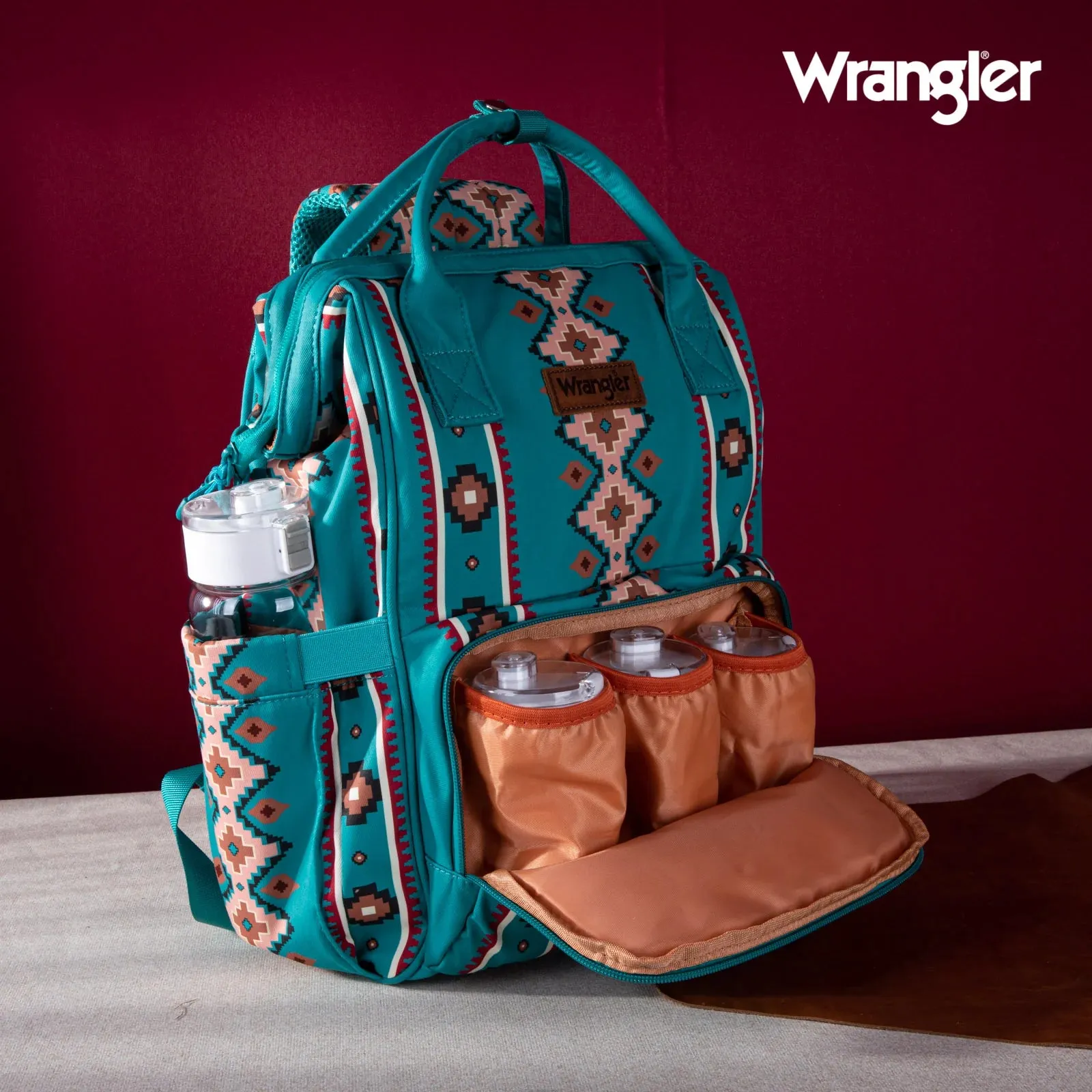 Wrangler Southwestern Pattern Dual Sided Print Multi-Function Backpack