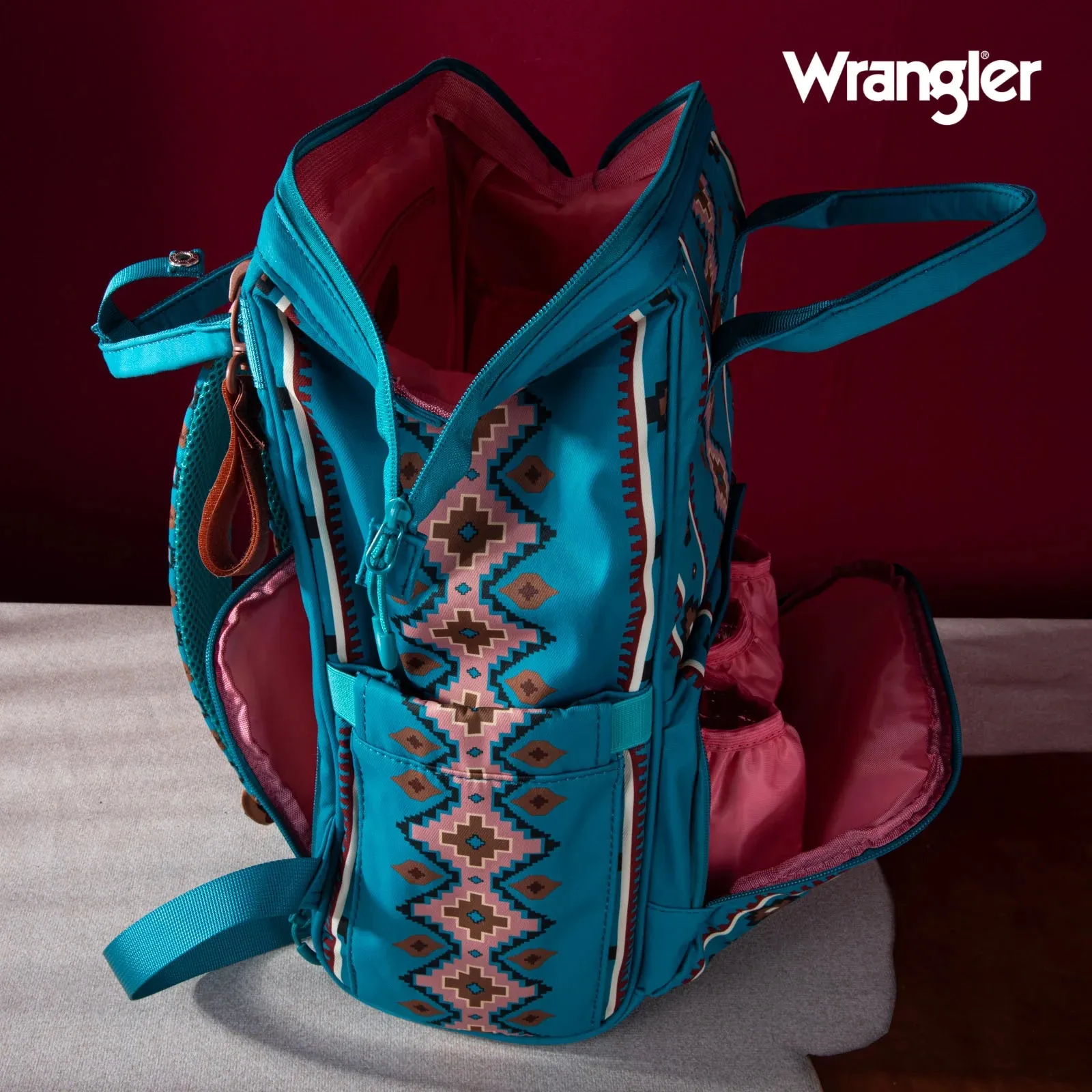 Wrangler Southwestern Pattern Dual Sided Print Multi-Function Backpack