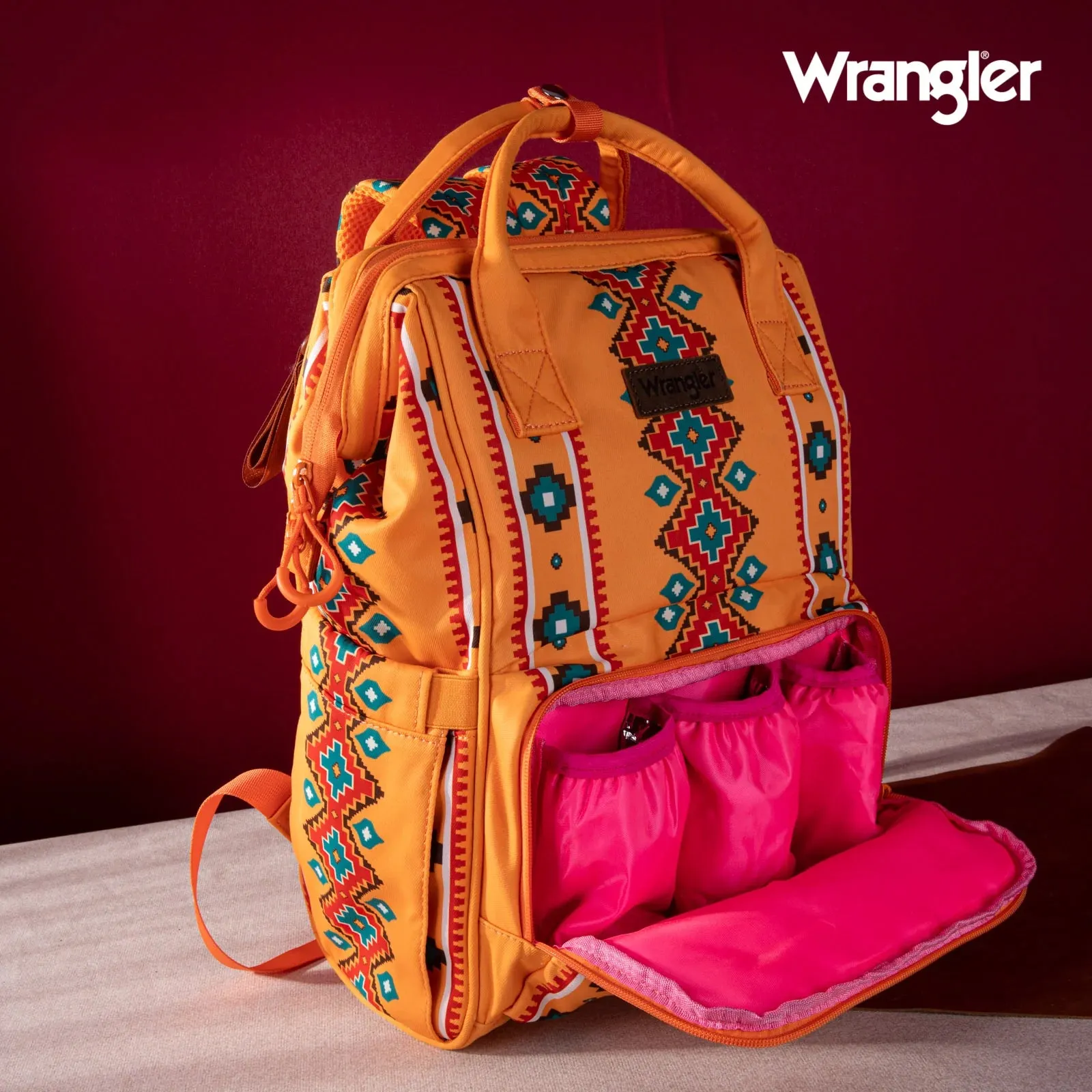 Wrangler Southwestern Pattern Dual Sided Print Multi-Function Backpack