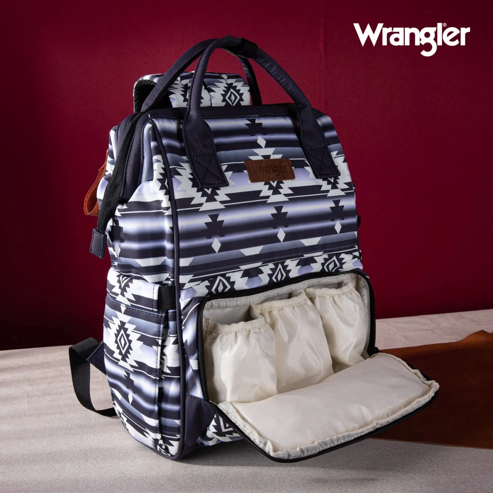 Wrangler Southwestern Pattern Dual Sided Print Multi-Function Backpack