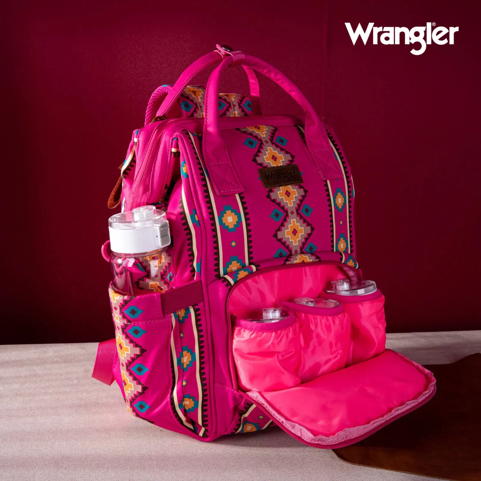 Wrangler Southwestern Pattern Dual Sided Print Multi-Function Backpack