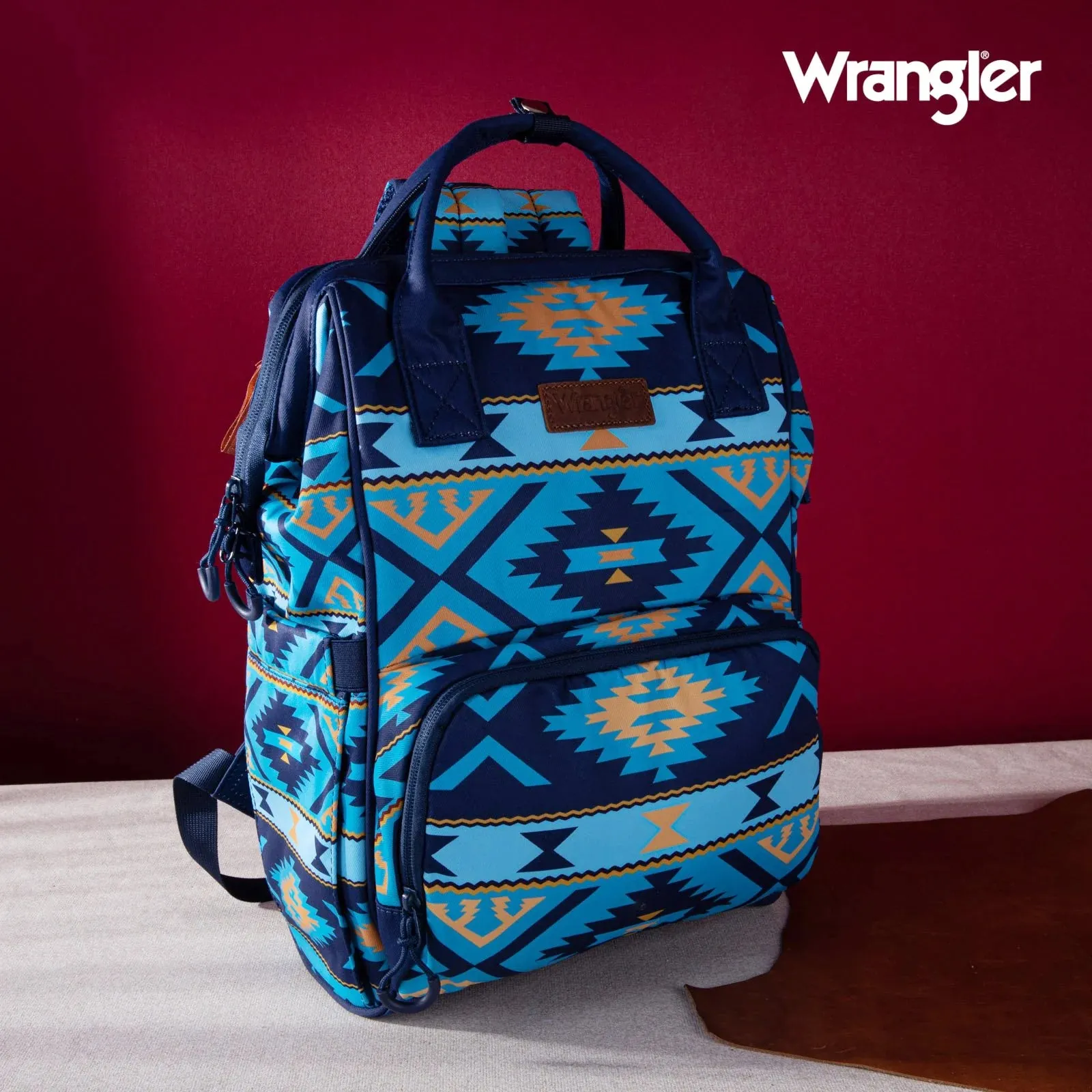 Wrangler Southwestern Pattern Dual Sided Print Multi-Function Backpack