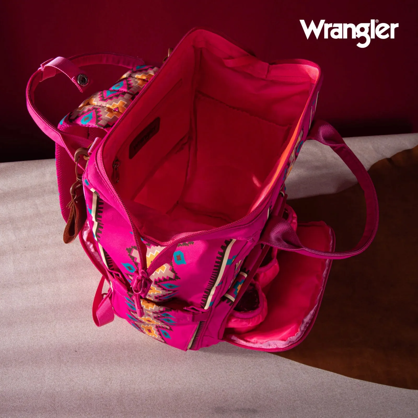 Wrangler Southwestern Pattern Dual Sided Print Multi-Function Backpack
