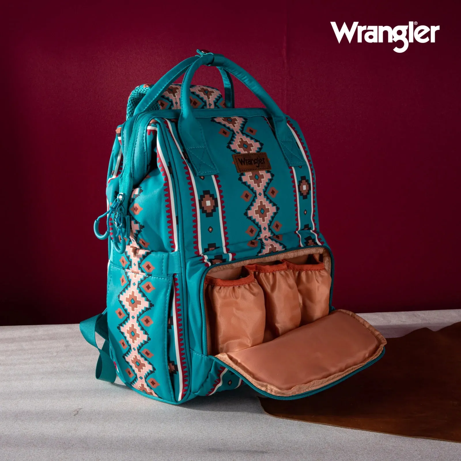 Wrangler Southwestern Pattern Dual Sided Print Multi-Function Backpack