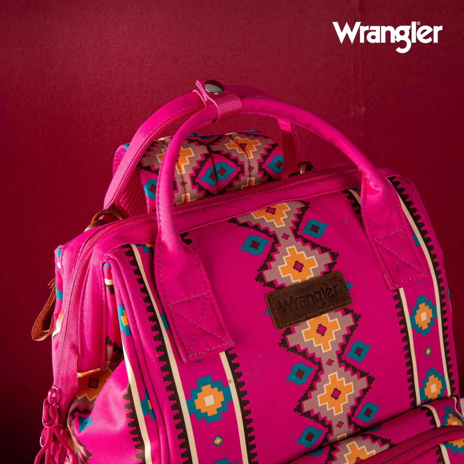 Wrangler Southwestern Pattern Dual Sided Print Multi-Function Backpack