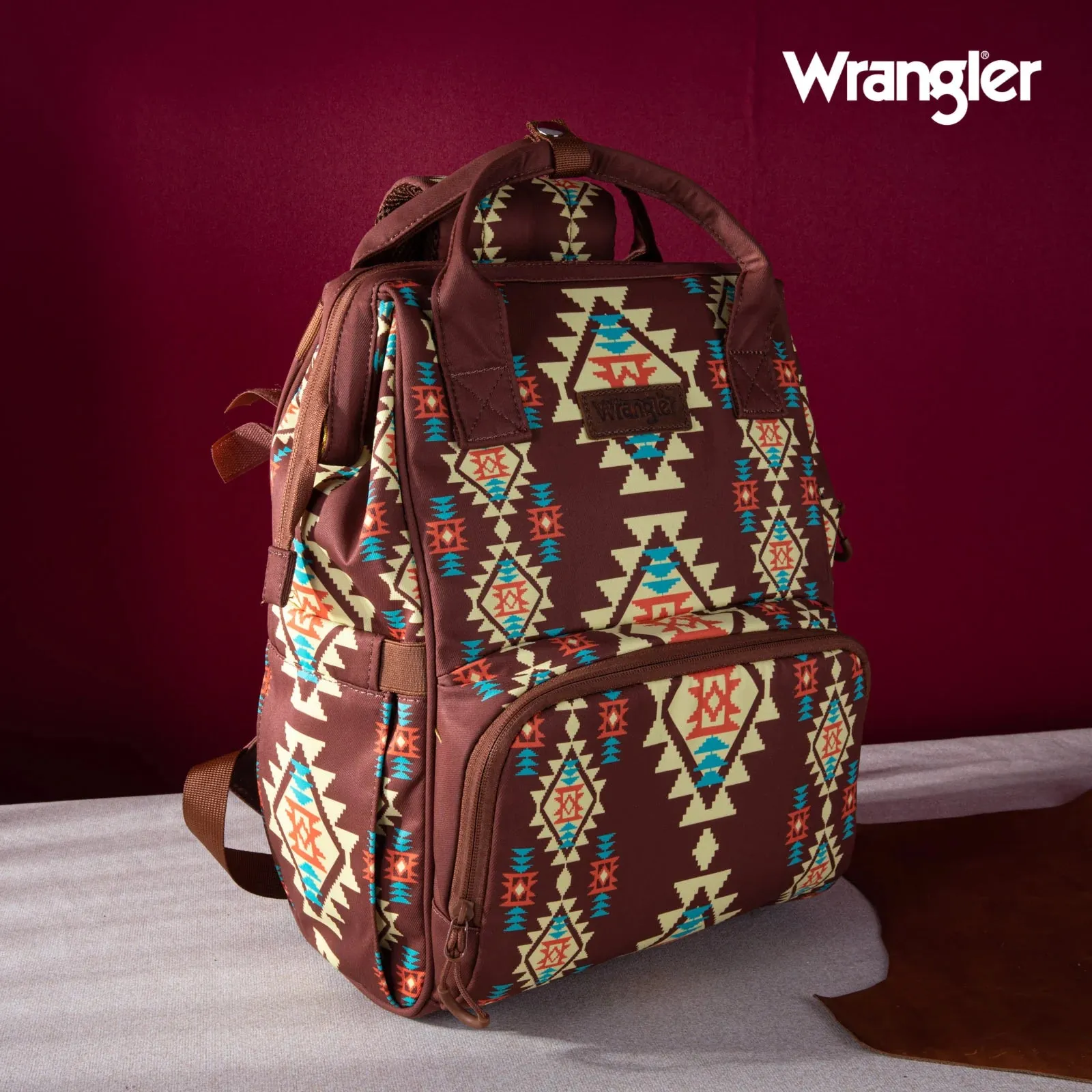 Wrangler Southwestern Pattern Dual Sided Print Multi-Function Backpack
