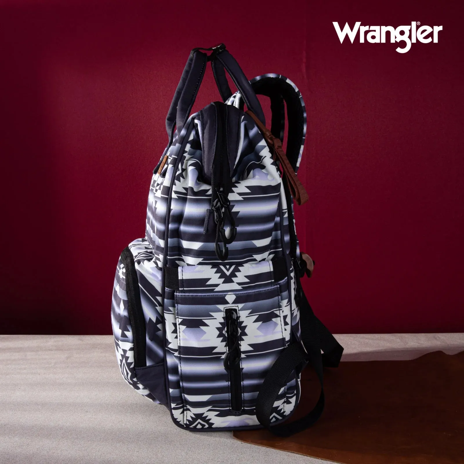Wrangler Southwestern Pattern Dual Sided Print Multi-Function Backpack